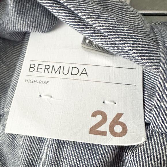 Lane Bryant Linen Blend Gray Blue High Rise Belted Bermuda Shorts Plus Size 26 - Picture 8 of 11